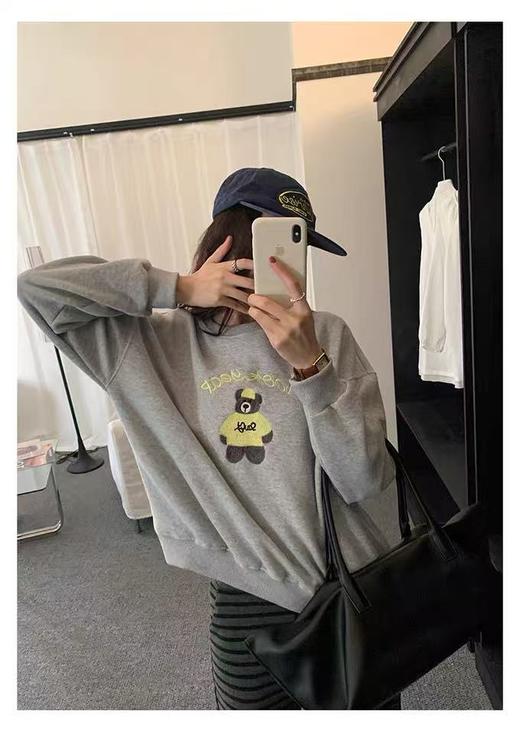 【工艺卫衣】egg品牌爆款～重工刺绣～精致小熊字母刺绣宽松短款卫衣-喜出 商品图5