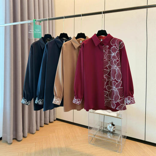 丁摩 春秋新款时尚气质宽松胖MM大码遮肉显瘦长袖衬衣5ZF-A822 商品图0