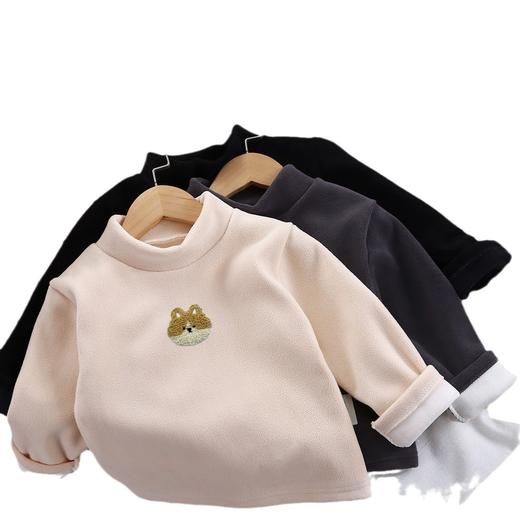 【49元2件】巧豆熊儿童打底衫秋冬季新款加绒洋气百搭上衣男童女童加厚卫衣长袖童装80-160 商品图4