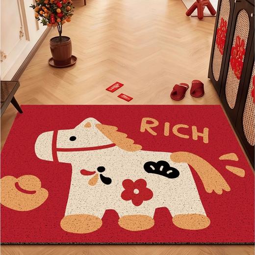 【刮去旧尘踏来新运❗️营造新年氛围感】2026马年地垫入户门垫玄关大门口丝圈地垫耐脏可裁剪红色防滑脚垫。jb 商品图0