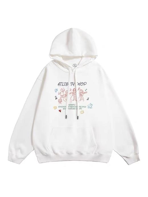 【潮牌卫衣】内里毛圈～（连帽）设计感音乐人物宽松大版卫衣-喜出 商品图1