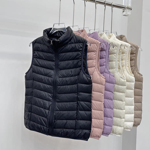 丁摩 秋冬轻薄羽绒马甲女士内穿背心短款保暖羽绒内胆无袖立领外套5ZF-5023 商品图3