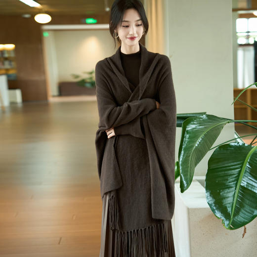 丁摩 法式高级感100纯羊毛针织披肩  NS-5192 商品图1