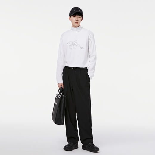 GXG男装【鲸鱼印花】秋季时尚字母男款纯棉圆领长袖t恤K&C 商品图6