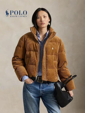 RL拉夫灯芯绒小面包绗缝白鸭绒羽绒服