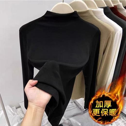 【超值特卖】徳绒～保暖黑色简约半高领打底衫-喜出 商品图0