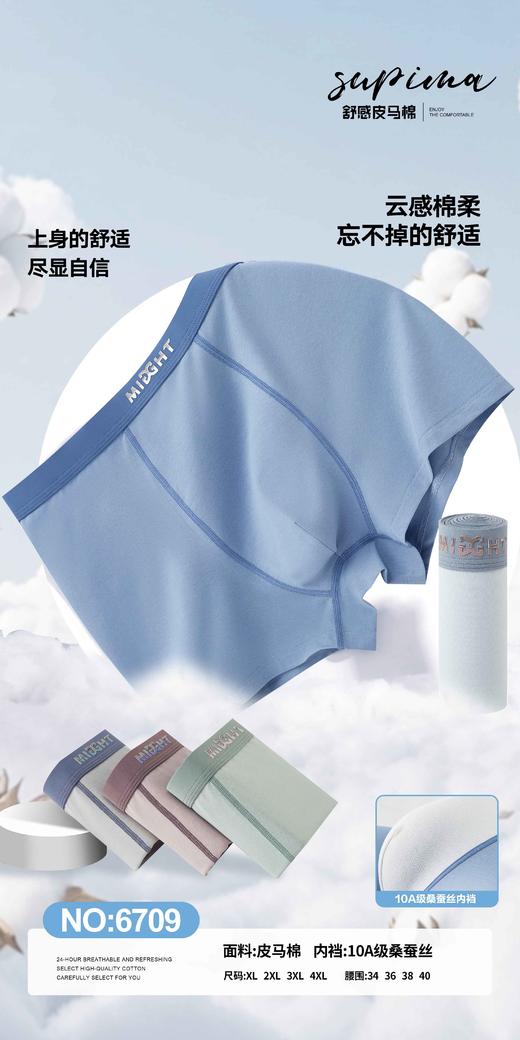 男士皮马棉净色滴胶包头平角内裤四角裤6709 商品图4