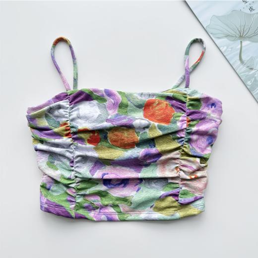 壁虎瑜伽【云舒】2512SY457梦幻修腰印花吊带背心-偏小【5天发货】（一体式胸垫） 商品图5