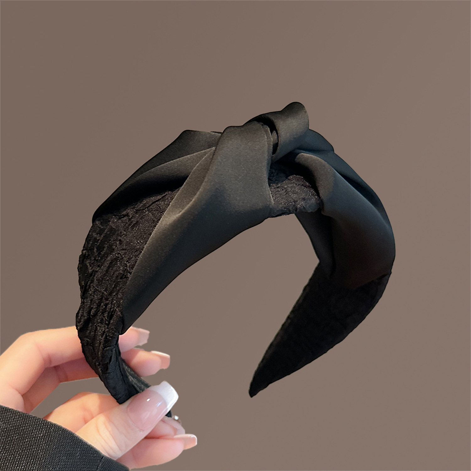 丁摩 气质简约黑色高颅顶发箍女新款高级感洗脸头箍宽边压发卡头饰5ZF-229