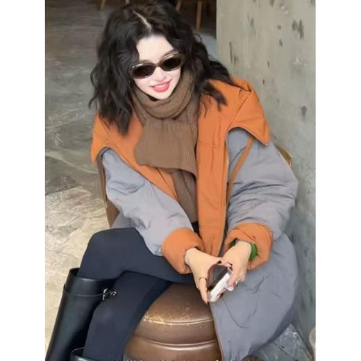 两面穿中长款棉服女2025冬季新款时尚保暖休闲连帽派克服网红外套 商品图3