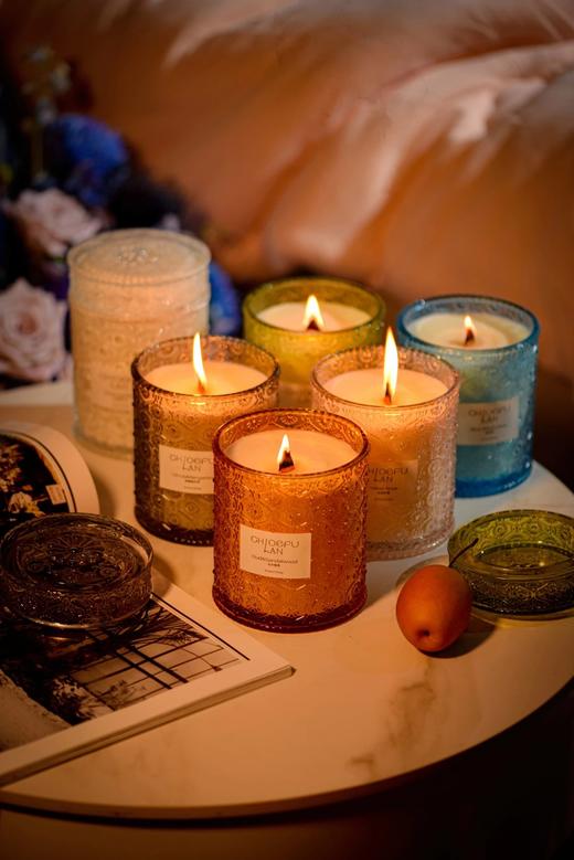 品牌直发~【意大利choefulan浮雕繁花玻璃杯香薰蜡烛550g】6款香型可选！精选大豆蜡，⁤天然无添加，除醛除异味！巨无霸，chao耐用！⁮出口级香薰WD 商品图0