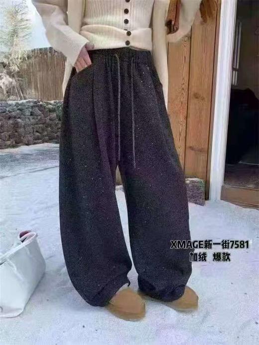 🔥🔥【2025爆款休闲裤】银河星空细闪～7581内里加绒休闲弯刀休闲裤-喜出 商品图1
