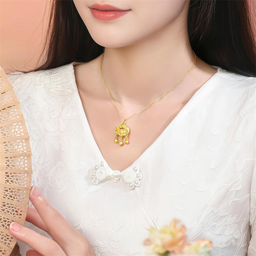 足金福字锁包吊坠 黄金平安锁挂坠中国风宝宝礼物MEMORA诗普琳珠宝HP654001一口价 商品图2