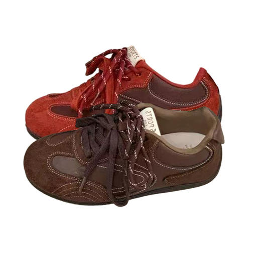 西遇复古德训鞋女新款秋冬美拉德赛车鞋轻便平底休闲运动鞋K0057322 商品图4