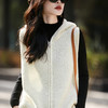 丁摩 100%纯羊毛马甲女外搭拉链连帽背心  PY-5158 商品缩略图2