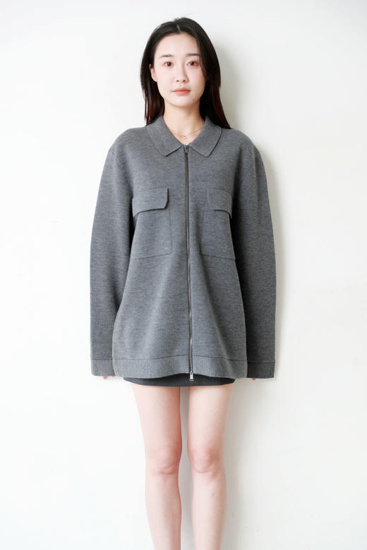 全羊毛+双拉链，干部老钱风羊毛夹克。复古翻领大口袋外套C120168 商品图14