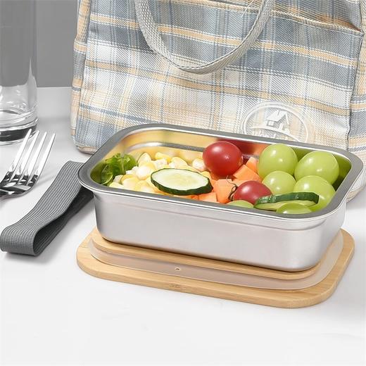 美国 高品质 食品级不锈钢便当盒 天然竹制密封盖饭盒 450Ml 环保健康 商品图6