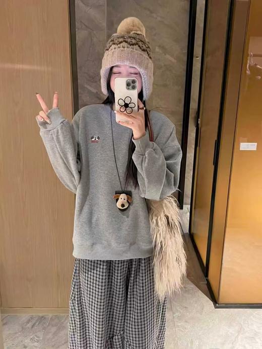 🔥🔥🔥奥粒绒【重工刺绣】95%棉 2025 爆款可爱狗狗加绒宽松短款卫衣-喜出 商品图1