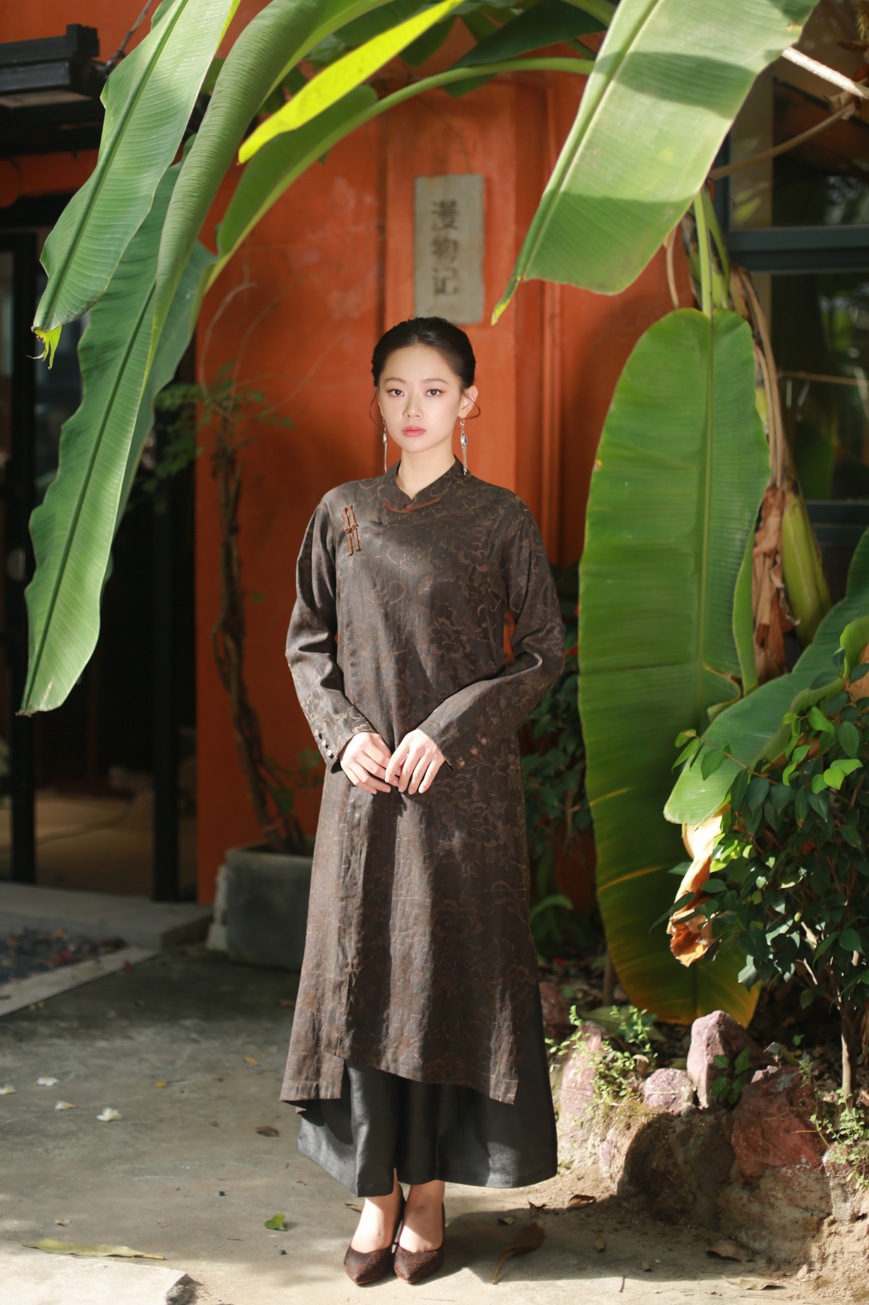 漫物记立领斜襟长款上衣xys-W091