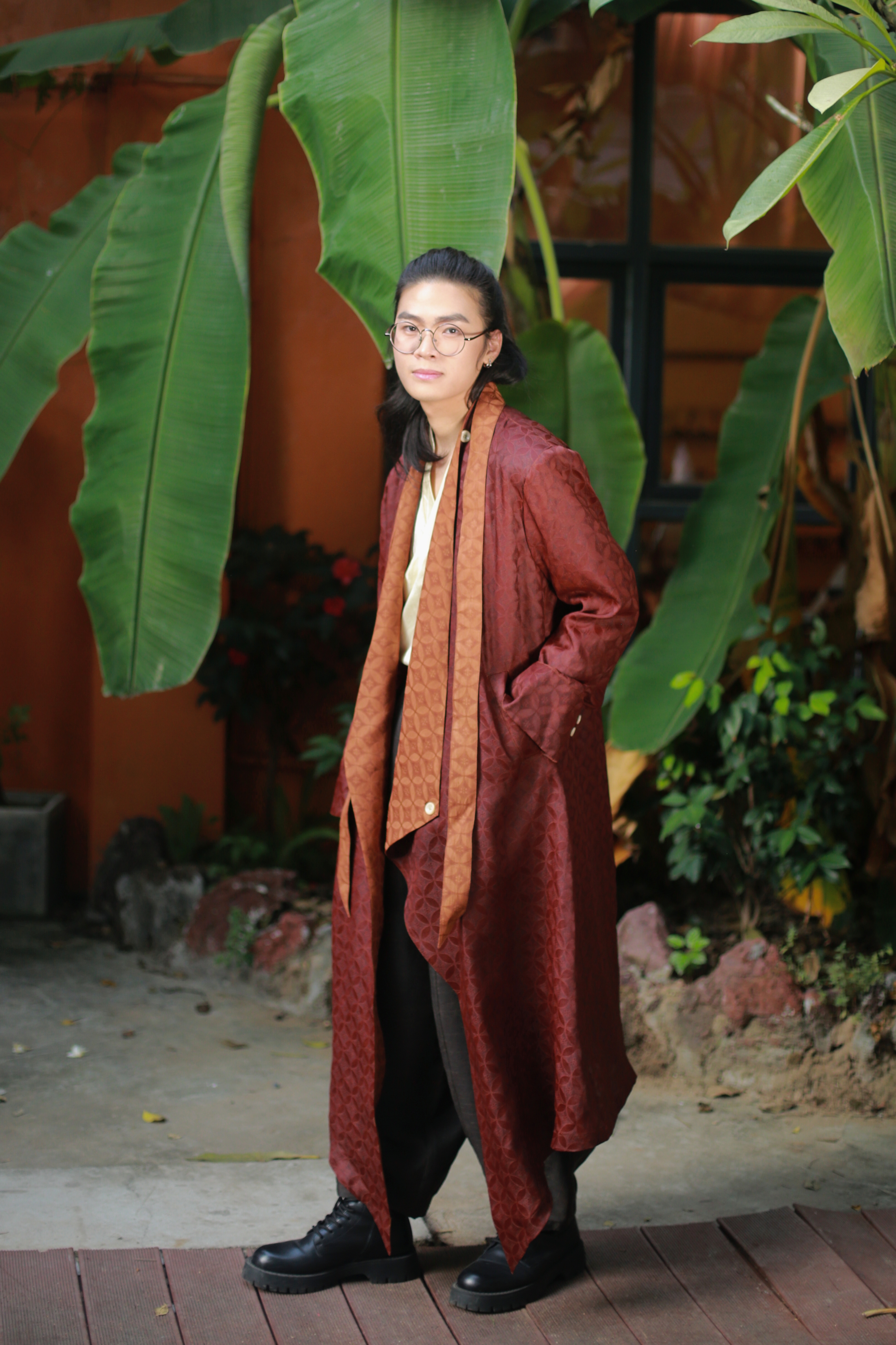 漫物记红云纱不规则系带开衫mwj-w313