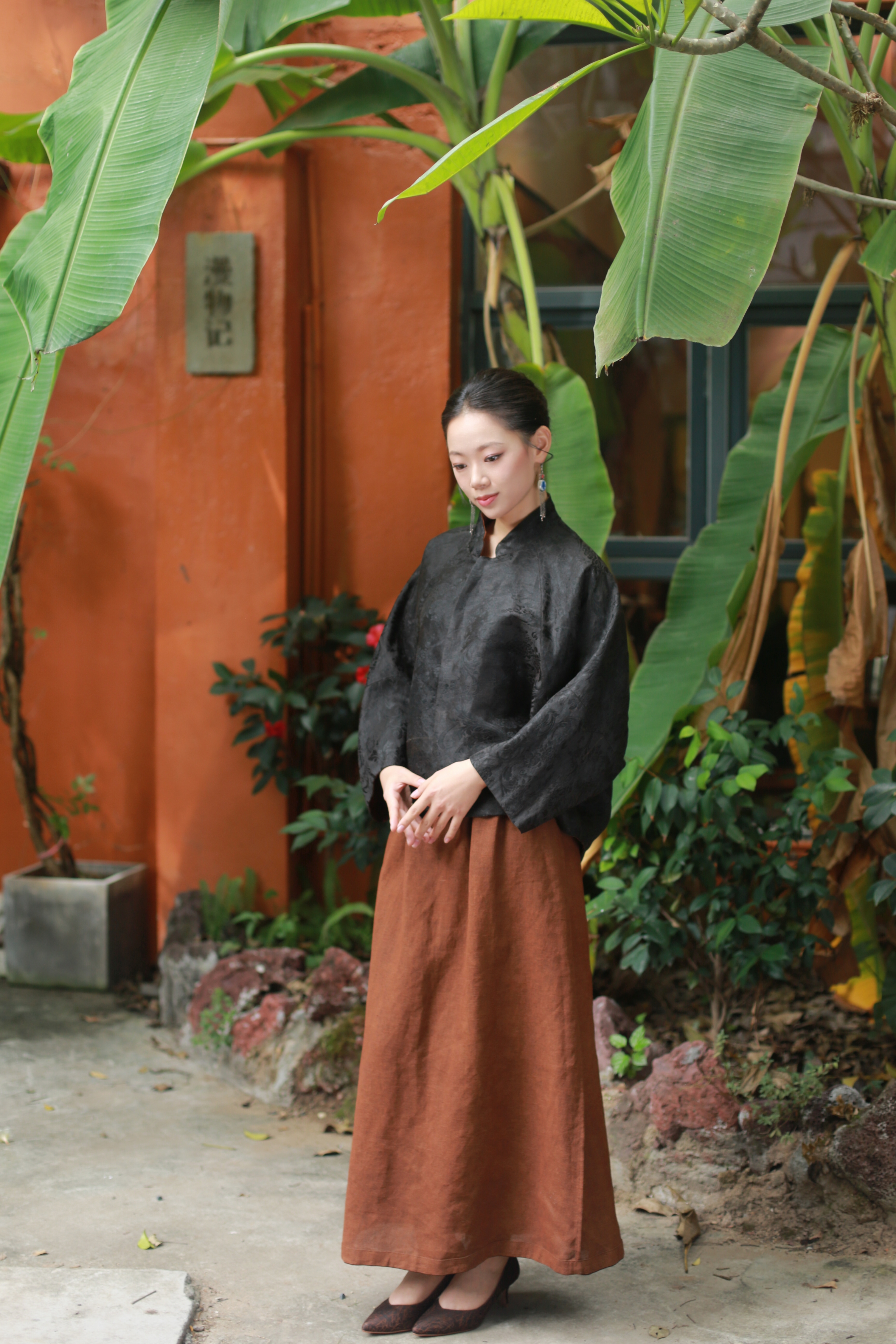 漫物记立领蝙蝠袖双面上衣M294