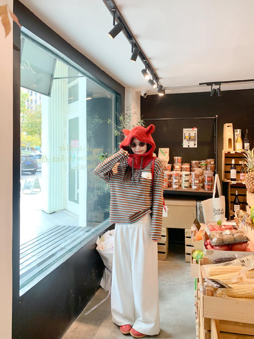 <曾小咸推荐> 现货秒杀！微信超特价！咖绿色条纹长袖t恤 日常159.99 立减80 秒杀79.99！ 商品图5