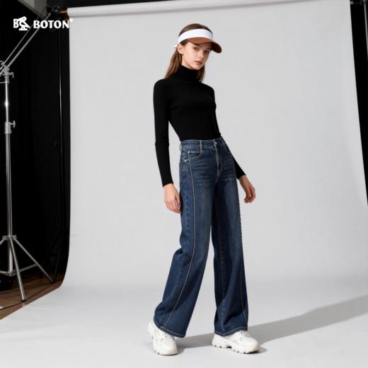 波顿女士阔腿牛仔长裤 藏肉显高 宽松透气直筒款LE352324Z 商品图2