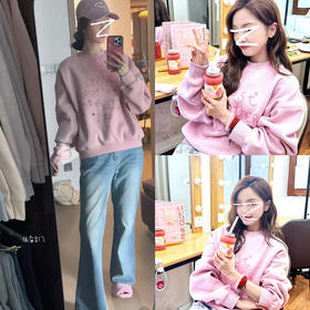 小众品牌原单草莓圣代加绒珠绣卫衣