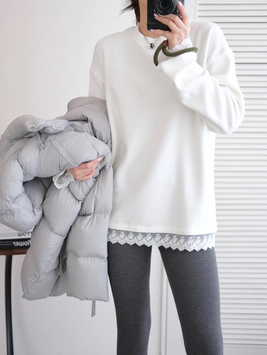 👏🏻秋冬打底❗【佰飞特加厚双面德绒蕾丝拼接打底衫】！😍颜值保暖双重在线！ 🌞名副其实的小太阳❗️一件保暖度顶仨👌 触感细腻蓬松温暖 商品图4