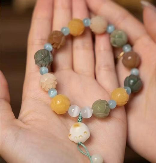 天然菩提根多宝莲花手珠好运莲莲有米花手珠 商品图1