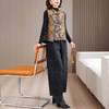 KQL 422H8205新中式国风马甲提花洋气大码马夹阔腿裤套装 商品缩略图4