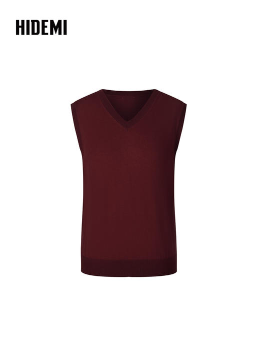 HIDEMI 澳洲进口美利奴羊毛系列60支极细精纺羊毛v领复古毛衣马甲 姜黄色 商品图6