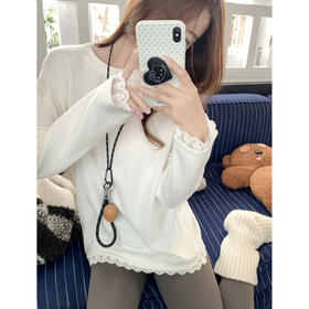 【加厚双面德绒蕾丝拼接打底衫】一件保暖度顶三 触感细腻蓬松温暖