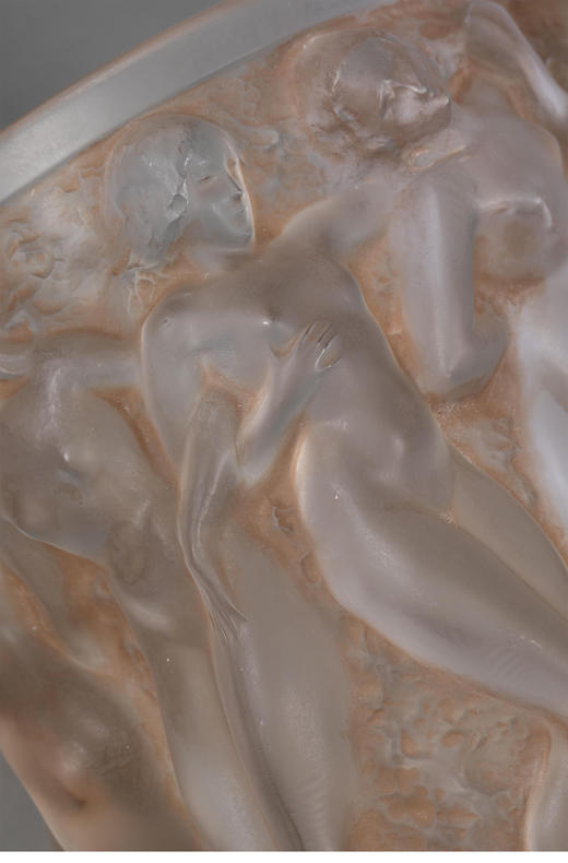 独角鹿西洋古董1927年法国出品「Bacchantes 酒神祭司」款橙色欧泊水晶花瓶 商品图8