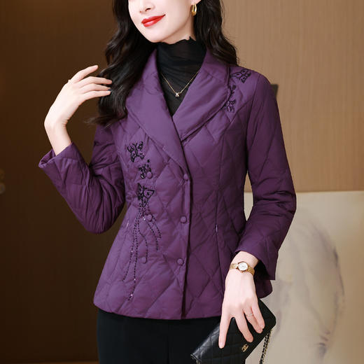 KQL B43N1661西装领刺绣双排扣羽绒棉服保暖加厚棉衣 商品图1