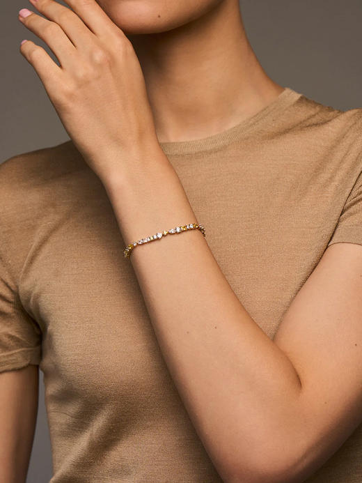 订购8周到｜Lili Claspe-Mavis Tennis-网球 金色 双色锆石 手链［美国设计师］ 商品图0