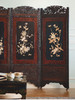 独角鹿西洋古董19世纪末20世纪初日本明治时期出品硬木镂雕「花卉珍禽」主题芝山镶嵌屏风 商品缩略图2