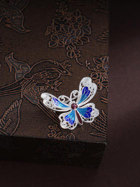 子佩集S990银【香蝶舞韵】胸针【QLXZ001】纯银花丝珐琅彩2412
