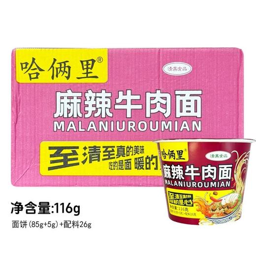 哈俩里方便面清真方便面四种口味老款经典口味12桶整箱 麻辣牛肉面 红烧牛肉面 老坛酸菜面 油泼辣子酸汤面 商品图2