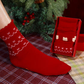 新年套盒-萌趣小熊红色堆堆袜-纪念日百货门店同款167793663