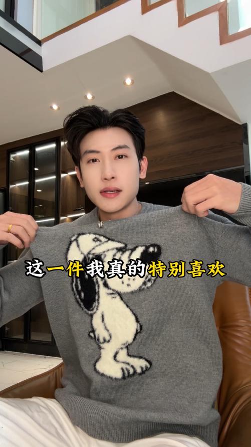 88085SDSA男士秋冬新款痞帅男装潮流卡通小狗设计圆领毛衣百搭宽松上衣 商品图0