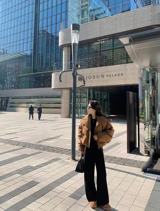 D120226冬季羊毛醋酸明线休闲通勤毛呢直筒镰刀阔腿裤 商品图7