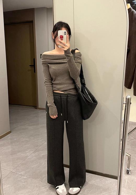 D120237秋冬季加绒松紧抽绳高腰糯米裤女款长裤 商品图9