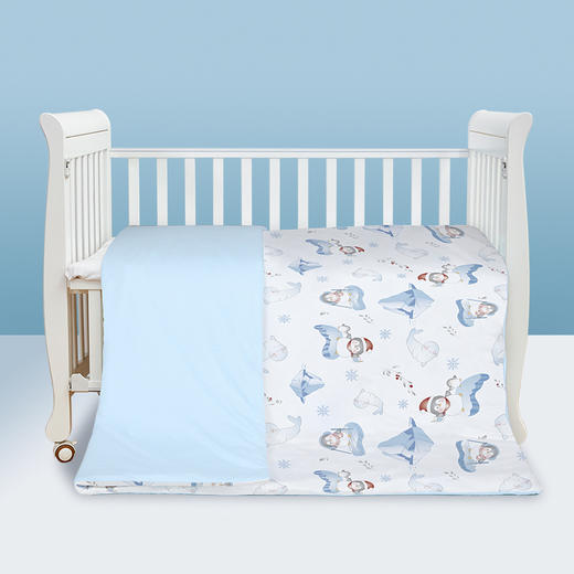 贝彤针织棉双胆被冰山企鹅/蘑菇美兔加厚款Cb2510蓝色120*150cm 商品图3