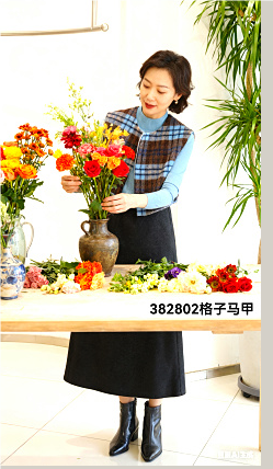 382802双面呢格子马甲
