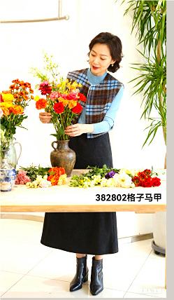 382802双面呢格子马甲 商品图0