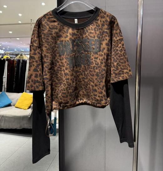 NC豹纹拼接印字母针织T恤50914（咖啡）秋季153240110321 商品图0