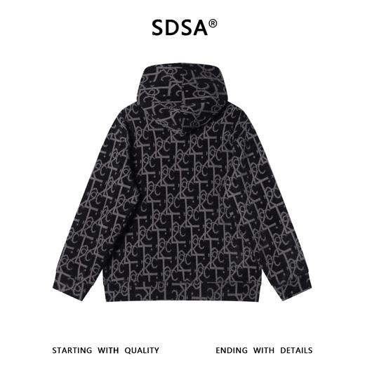 WY1468SDSA男士秋冬新款痞帅男装潮牌撞色绒毛抽象连帽卫衣百搭时尚上衣 商品图5