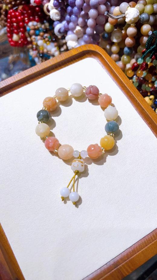 天然菩提根多宝莲花手珠好运莲莲有米花手珠 商品图4