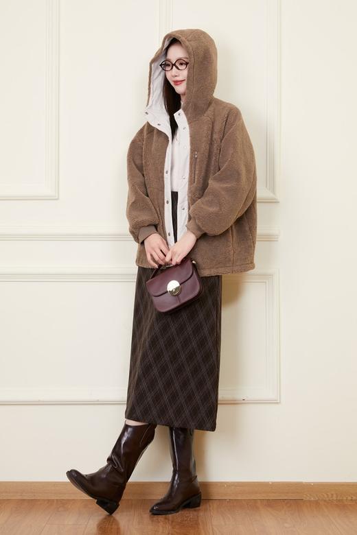 LNNNS 个性撞色羊羔绒保暖连帽外套 21895 商品图1